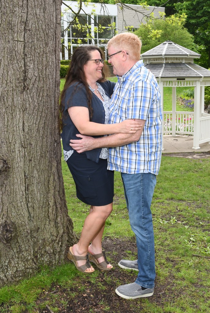Beautiful engagement photo session at The Civic Garden Complex in London Ontario.