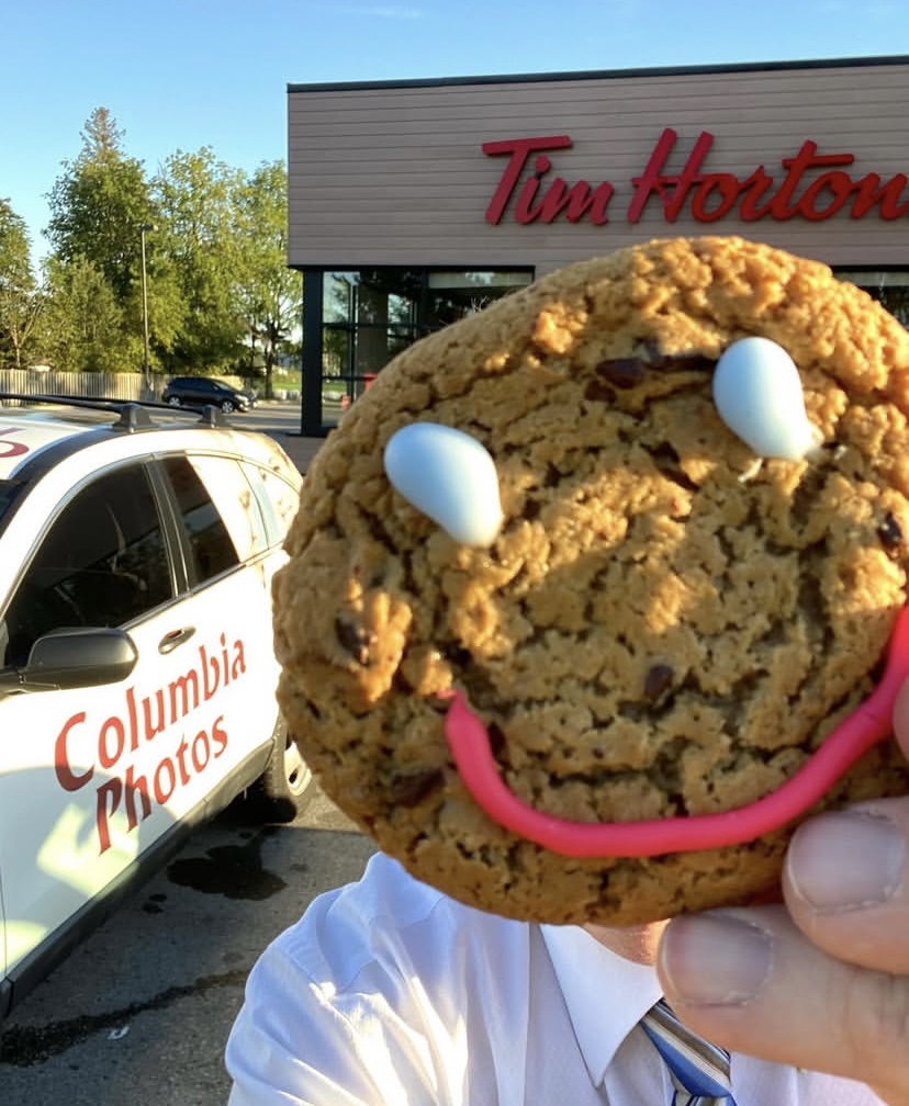 Columbia Photos' truck at Tim Horton's smile cookie day in Aylmer, Ontario